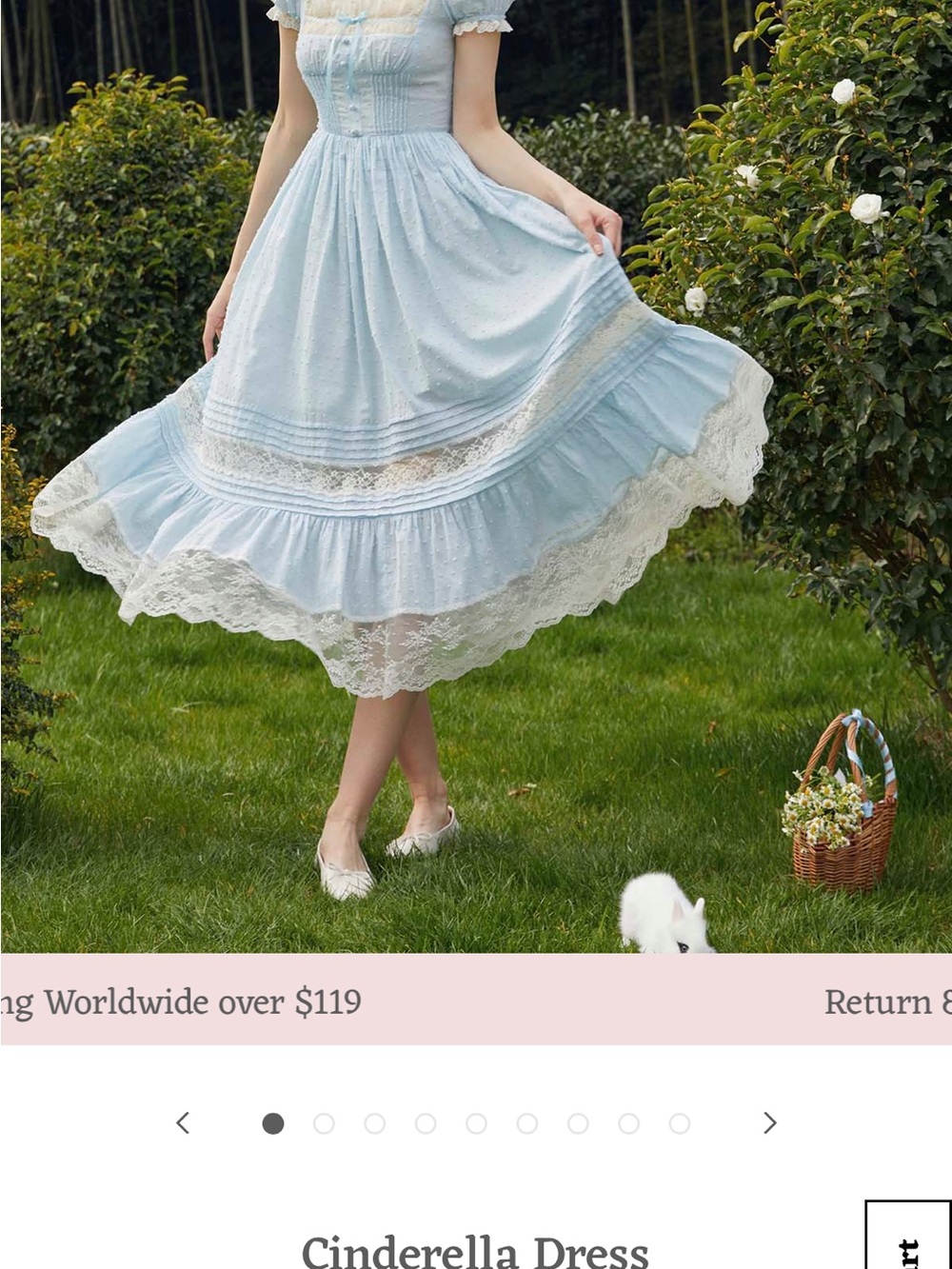 Lacemade Cinderella Light Blue Dress with Cream Lace Trim - Picture 5 of 5